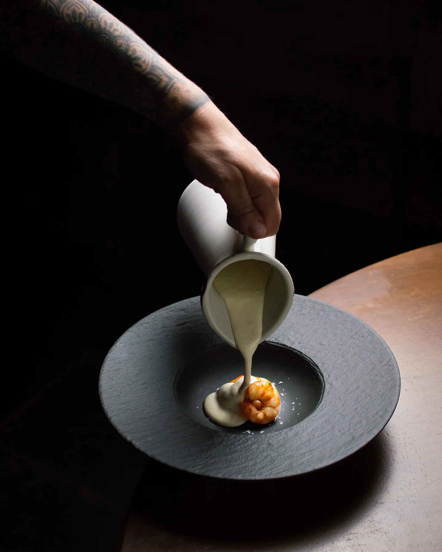 Vichyssoise de pera amb llagostins